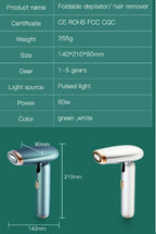 Handheld Photon Flash Laser Depilatory 5 Gears Hair Removal Machine - Green_2