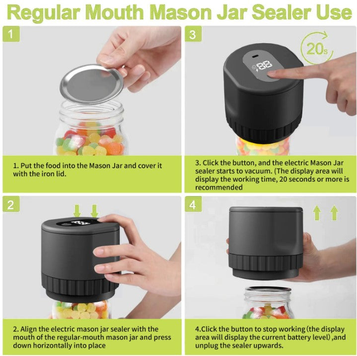 Automatic Electric Mason Jar Vacuum Sealer Kit - White_2