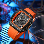 CURREN 8442 Men's Waterproof Six Needle Quartz  Multifunctional Watch Men's Watch - Orange_1