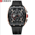 CURREN 8442 Men's Waterproof Six Needle Quartz  Multifunctional Watch Men's Watch - Black_0