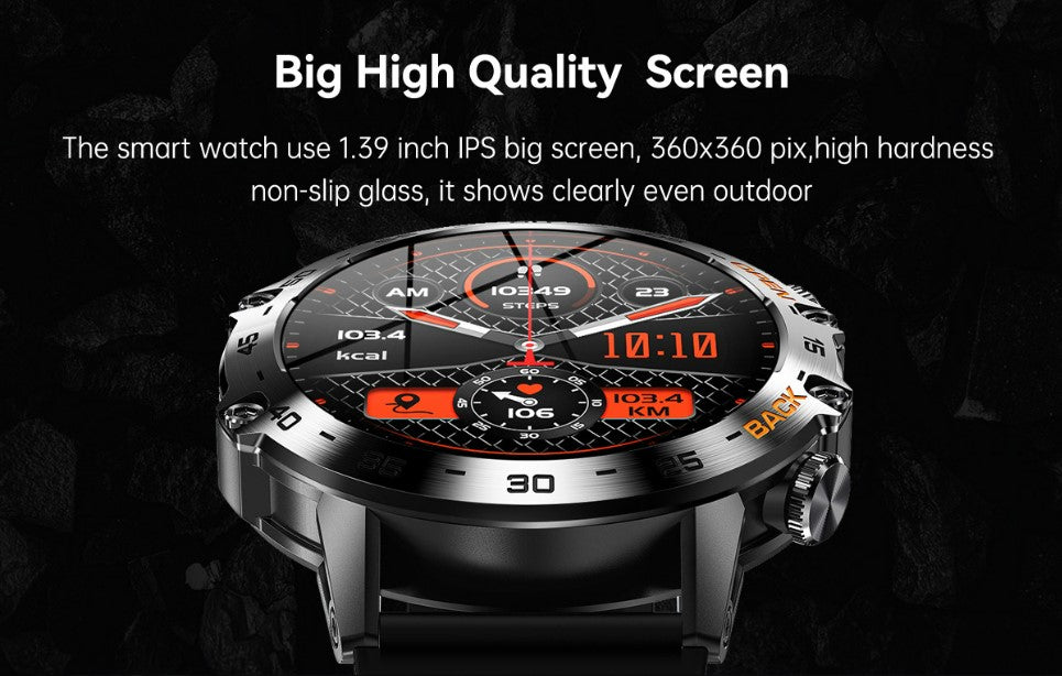 Smart Watch K52 Watches Men Wome Sports Fitness Modes Bluetooth Call Health Monitor 400mah 1.39Inch HD Smartwatch - Orange_3