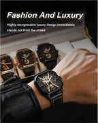 POEDAGAR Luxury Wristwatches Chronograph Leather Quartz Men's Watches - Silver Black_1