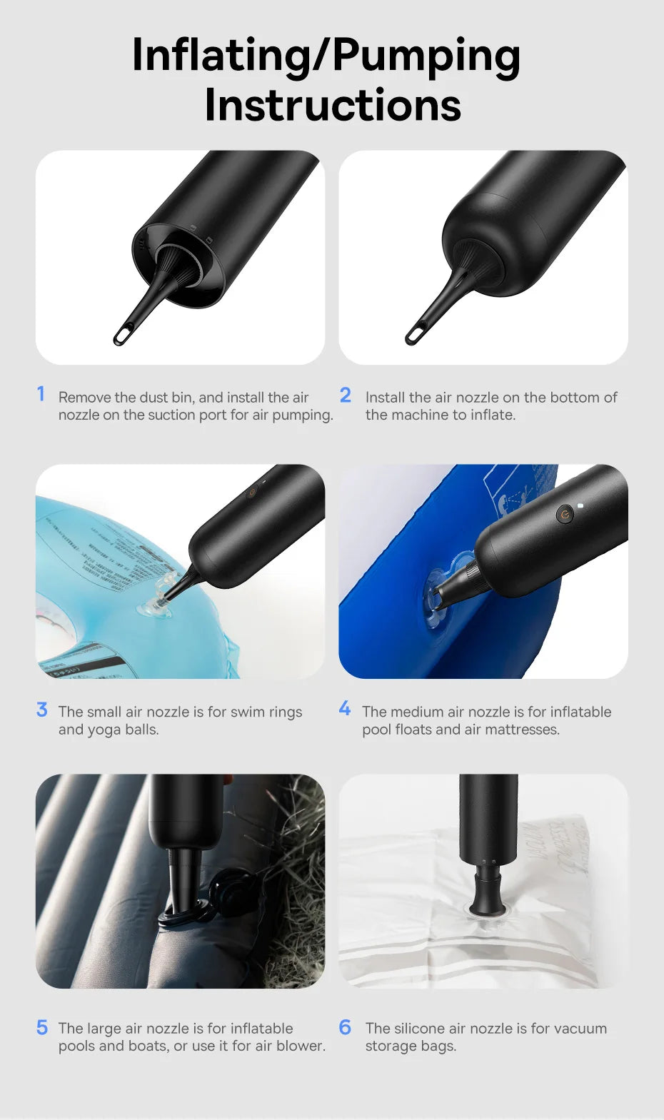 Baseus 4in1 15000Pa Car Vacuum Cleaner Air Pump Wireless Vacuum Cleaner - Black_13